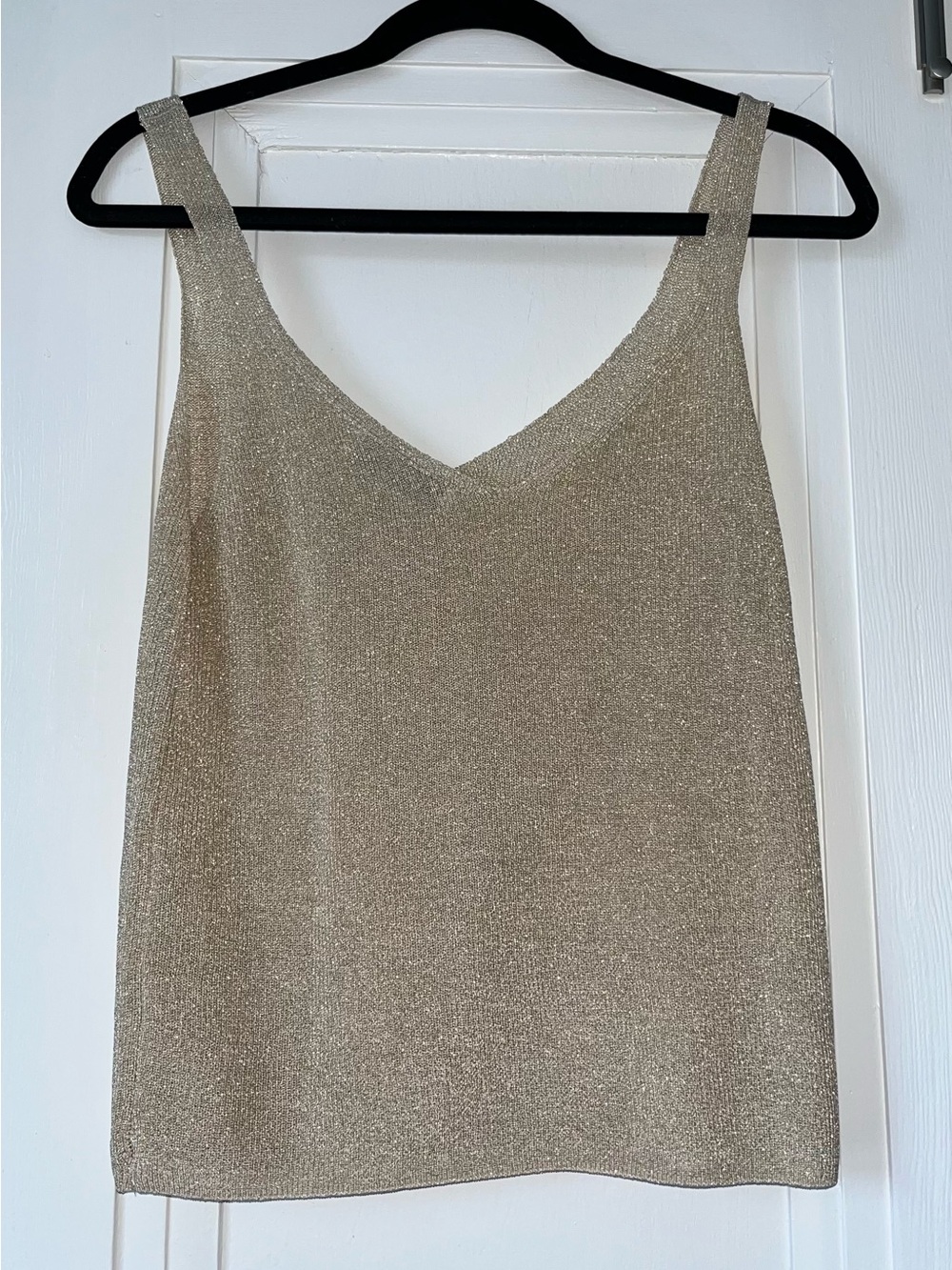 Mango Metallic Gold V-Neck Knit Tank - Picture 4 of 6